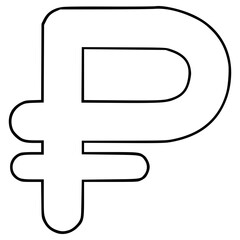 Fototapeta premium Russian ruble icon illustration hand drawn outline vector