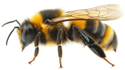Bumblebee walking with transparent background: detailed insect close-up