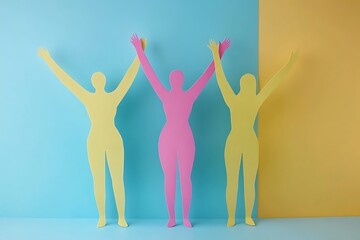 Fototapeta premium Happy Paper People Silhouettes Celebrating Friendship