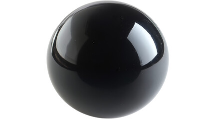 Black sphere reflecting light on transparent background