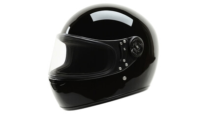 Black motorcycle helmet isolated on transparent background, perfect for safety and style