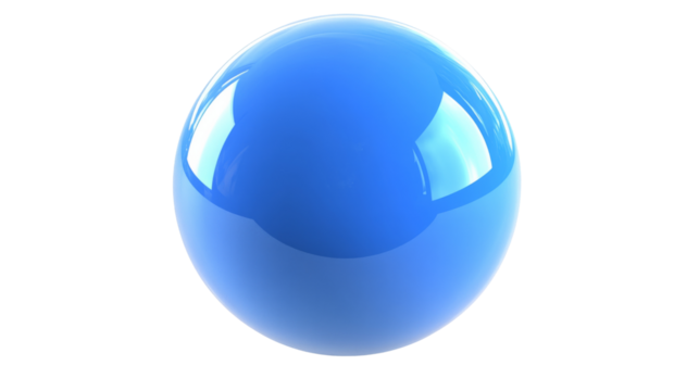 Glossy blue sphere with transparent background