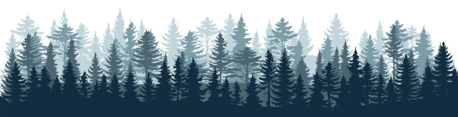 Pine forest silhouette wood tree background wild vector image