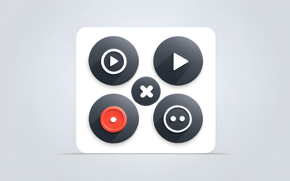 Interactive design icon with buttons and hover effects