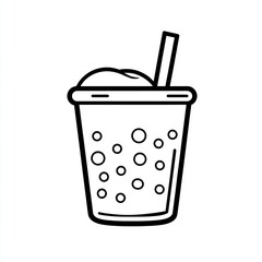 Simple Outline of Bubble Tea in a Cup