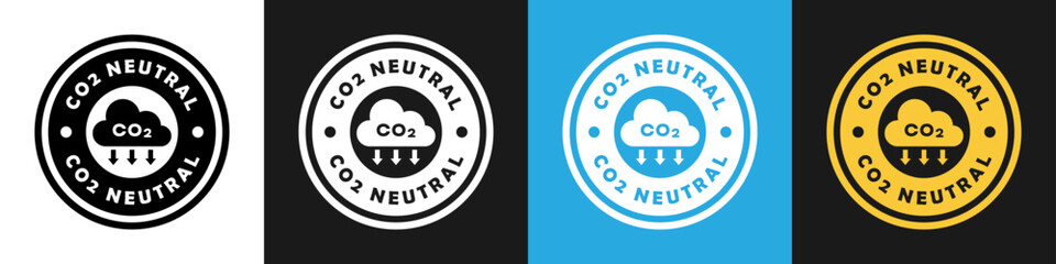 CO2 neutral stamps - vector signs for product on different backgrounds.