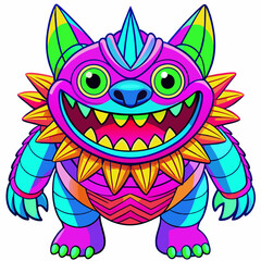 Fototapeta premium monster in neon colors isolated vector graphic on white background as print template