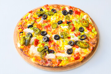 Traditional Turkish cuisine. Pizza, pita, pidesi, sucuk, hummus, kebab. Many dishes on the table. Serving dishes in restaurant. Mix, formaggi, veggie pizza. Top view, flat lay