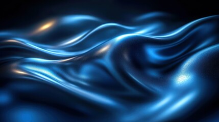 Obraz premium Blue Liquid Metal Waves Abstract Background
