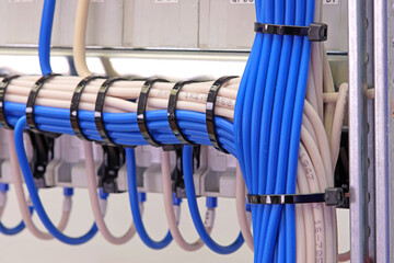 Electrical insulated copper mounting wires tied with nylon ties