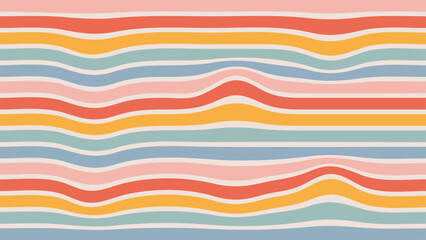 Groovy Hippie Distorted Stripe Background. Retro Wave Uneven Stripes, Warped Streaks, Wavy Lines. Twisted Trendy psychedelic retro backdrop. Rectangular vector texture. Y2k aesthetic design