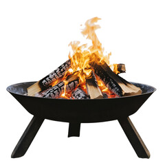 Flame Growing in Fire Pit Isolated on Transparent Background