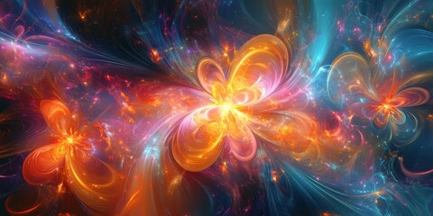 Abstract floral design with vibrant colors creating dreamlike atmosphere
