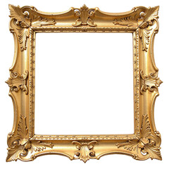 Ornate gold picture frame isolated on cut out background.