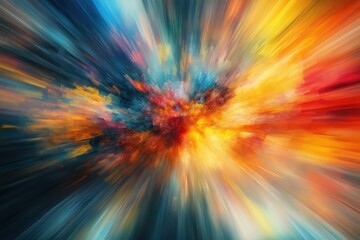 Abstract composition showcasing radiant light beams and vibrant hues