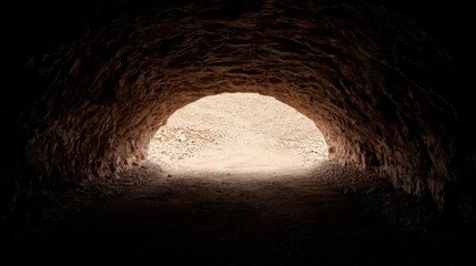 Obraz premium Desert cave tunnel exit, light at end