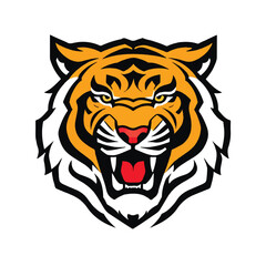 Tiger head Logo. Tiger roaring. Vector illustration.