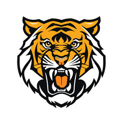 Tiger head Logo. Tiger roaring. Vector illustration.