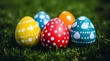 Obraz premium Spring religious holiday. The attributes of Easter are painted eggs.