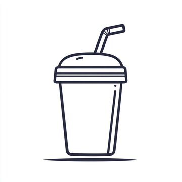 recommend clip art: Simple Line Art Drink Cup with Straw