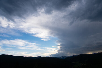 Clouds nearing last light over the Colorado Rocky Mountains