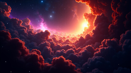 Majestic Cosmic Cloudscape Illuminated by Galactic Light