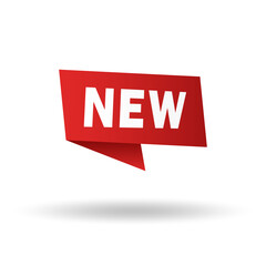 Red ribbon vector banner with the word 