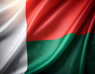Obraz premium Vibrant Madagascar flag waving with luxurious satin texture - Patriotic and cultural symbol