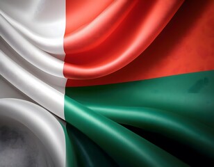 Obraz premium Vibrant Madagascar flag waving with luxurious satin texture - Patriotic and cultural symbol