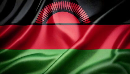 Vibrant Malawi flag waving with luxurious satin texture - Patriotic and cultural symbol