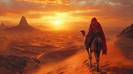 Desert Sunset: A Lone Traveler's Journey