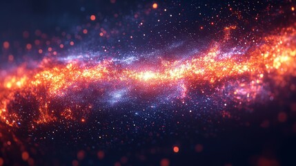 Fototapeta premium Cosmic fire nebula swirls, space background, energy, abstract art