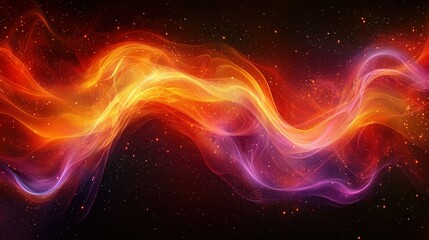 Obraz premium Cosmic fire wave energy flow, nebula background, abstract art