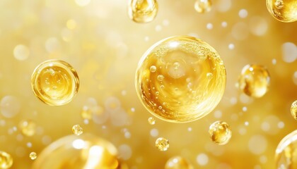 Floating Collagen Bubbles In The Air: A Cosmetic Molecule Cream For Face. Ideal For Cosmetics; Enhances Skincare Experience With Bubbling Effect.