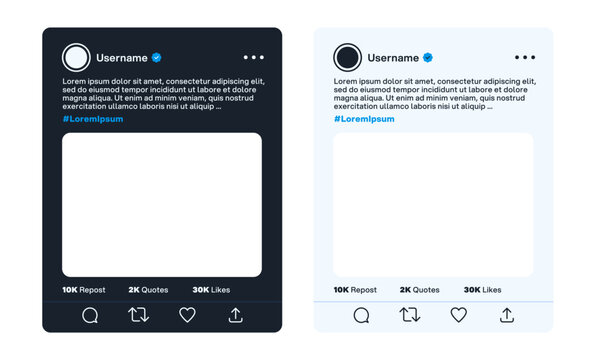 Twitter X post template. Twitter X mockup social media template. Twitter mobile App interface template