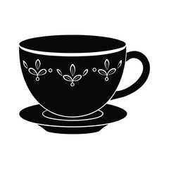 tea cup silhouette on white background