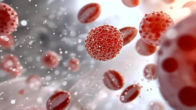 Microscopic View of Vibrant Red Blood Cells in Plasma Environment