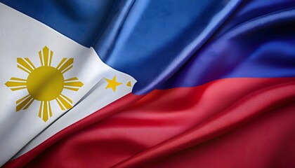 Vibrant Philippines flag waving with luxurious satin texture - Patriotic and cultural symbol