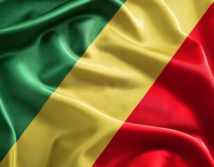 Obraz premium Vibrant Republic of the Congo flag waving with luxurious satin texture - Patriotic and cultural symbol