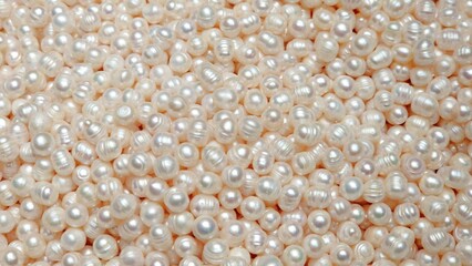 Close up of white scattered pearls