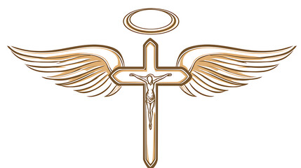 A cross with wings and an angel above it. generated using AI