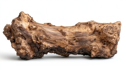 Fototapeta premium Piece of Knotty Driftwood Isolated on White