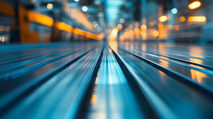 Automated metal sheet processing in industrial factory manufacturing technology high-tech environment close-up view