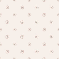 Seamless pattern with cute flowers on beige background