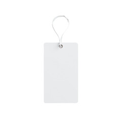 Blank white tag with string, isolated on cut out background.
