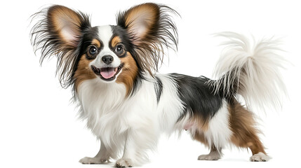 A small dog with a fluffy tail and a black and white coat. generated using AI