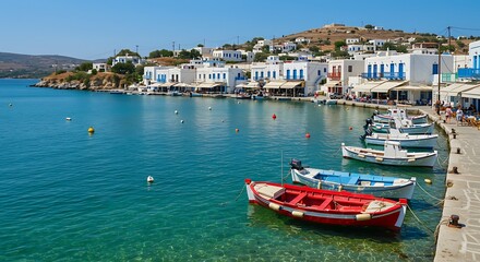 Obraz premium Harbour with fishing boats in Mykonos