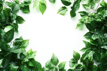 Plant border frame framing element on white background