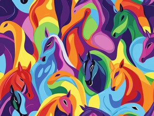 Obraz premium Cartoon horse abstract background texture pattern seamless