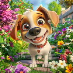 dog with flowers